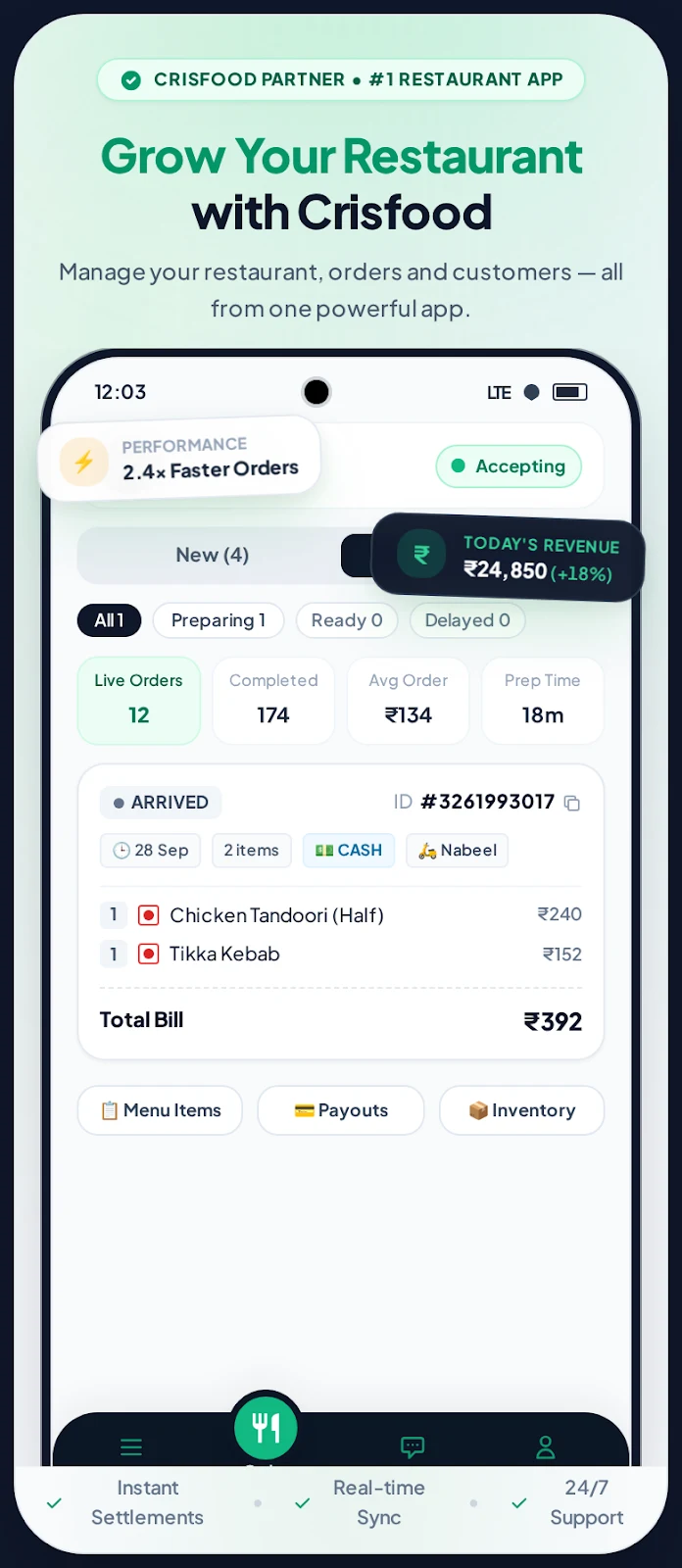 Crisfood Restaurant Partner Ap screenshot